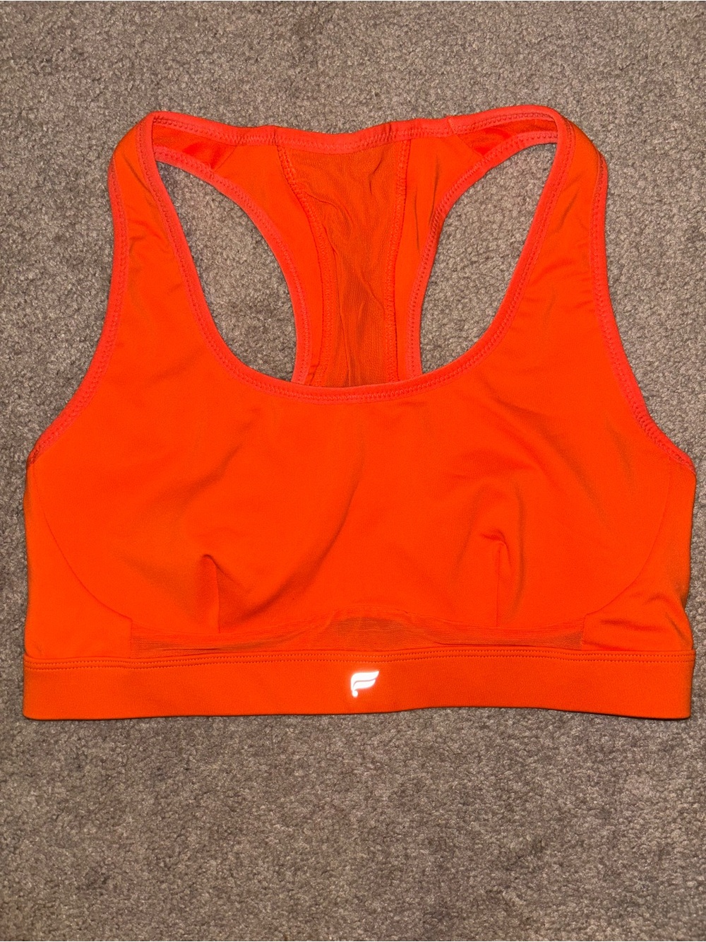 Fabletics Neon Orange Racerback Sports Bra with Logo